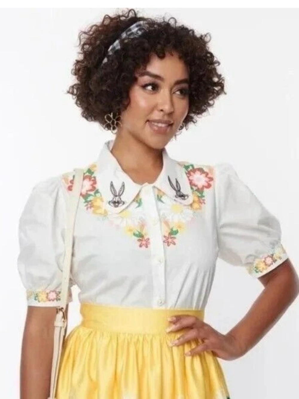 Looney Toons x Unique Vintage puff sleeve button down NWT